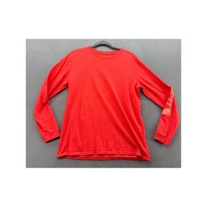Carhartt T-Shirt Boys 8-10 Red Long Sleeve Logo Graphic Loose Fit